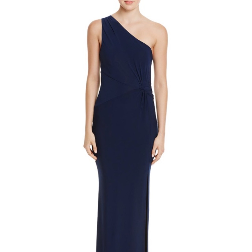 Navy blue one shoulder gown by Laundry